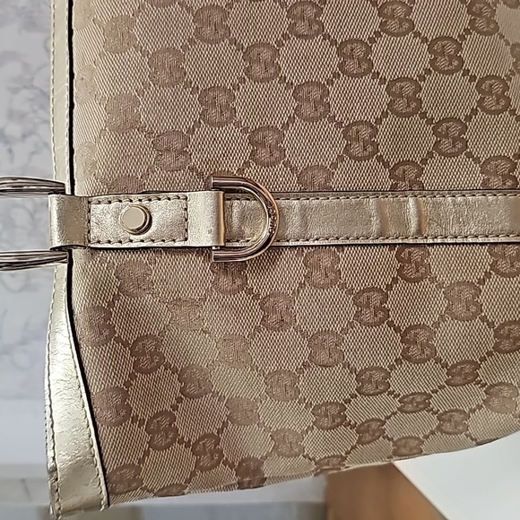 Gucci Abbey Tote Bag Tan & Gold Top Handle UPDATED β¨οΈ π - Picture 14 of 17
